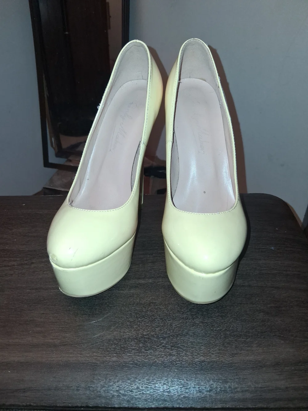 Classic Women's Platform Pumps in Pale Yellow - Designer Style
